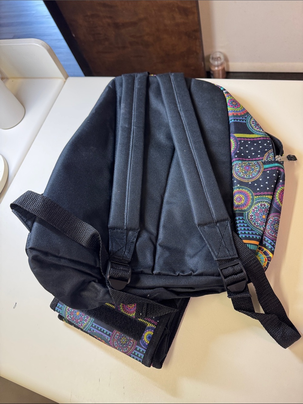 Multicolor Patterned Backpack Set - Black Base - Picture 8 of 11